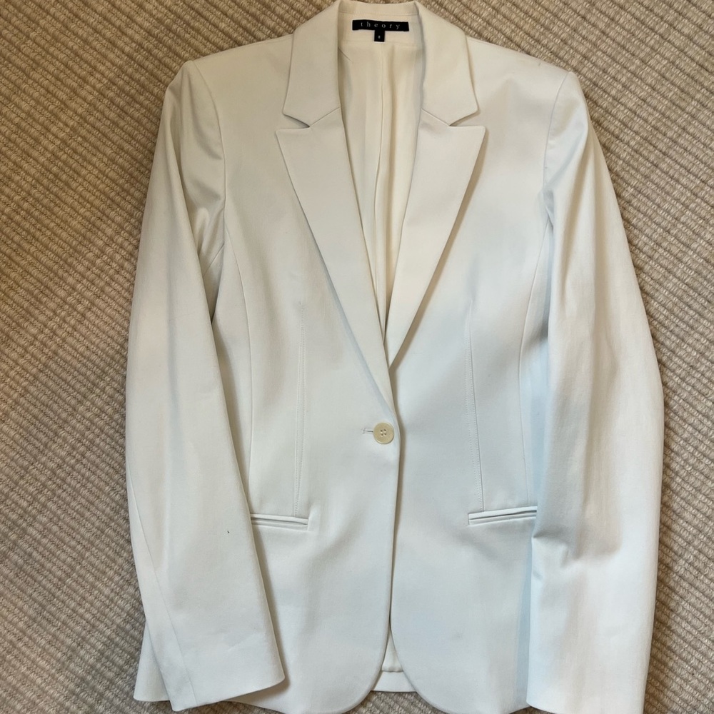 Theory White Single-Button Blazer